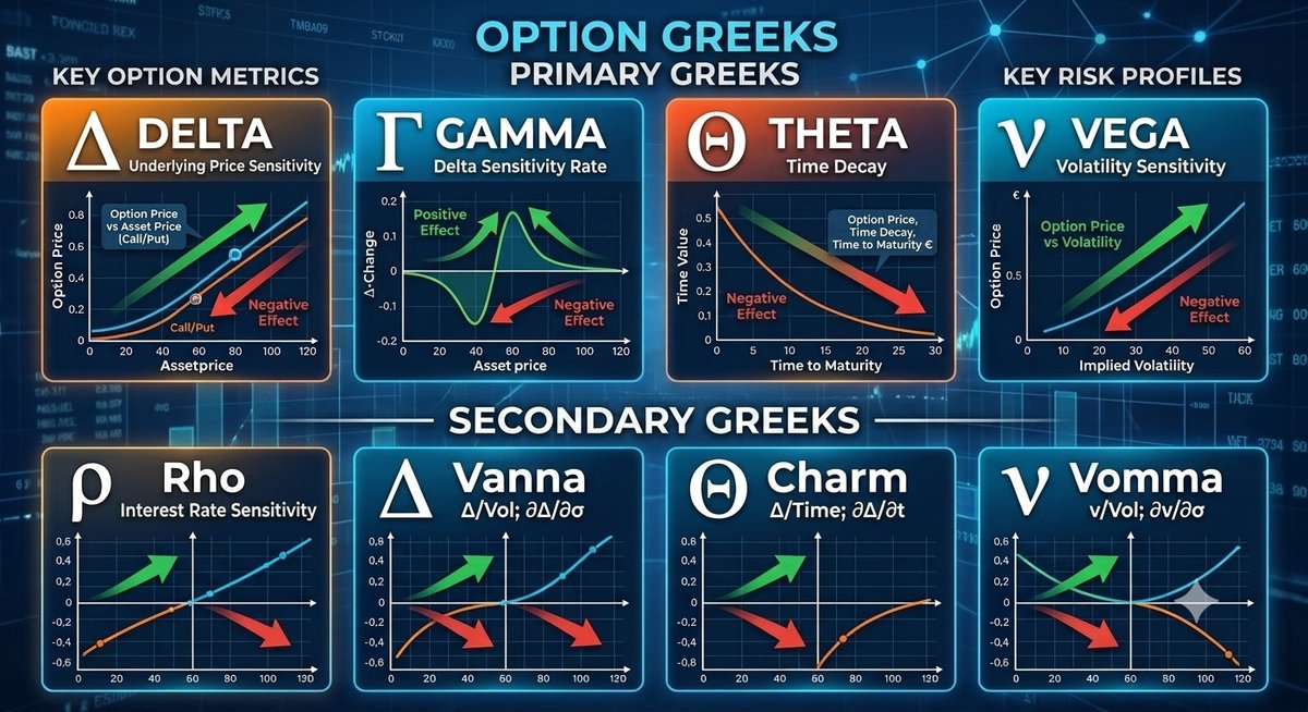 The Options Greeks Explained: Delta, Gamma, Theta, Vega, and How They Interact